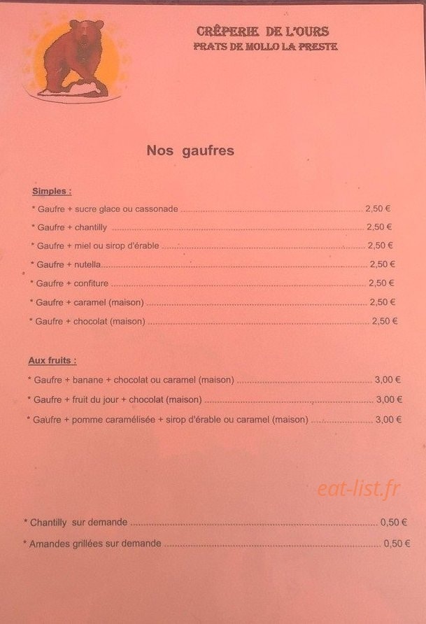 Crêperie de l'ours — carte page 4