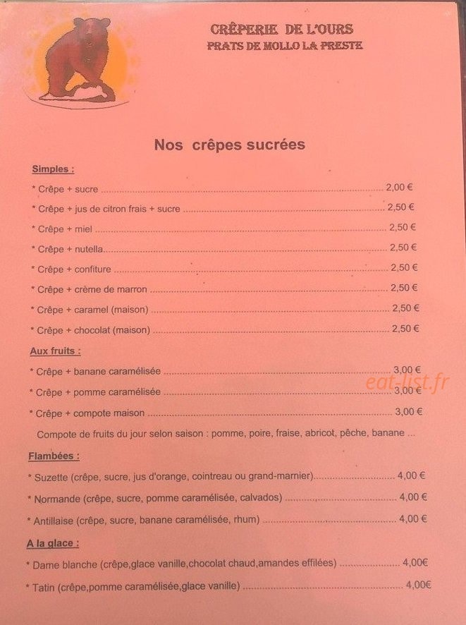 Crêperie de l'ours — carte page 3