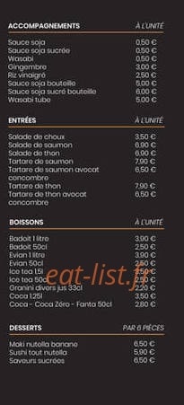 Carte et menu de Jaja'P à Saint Laurent de la Salanque — Accompagnements, entrées, boissons,...