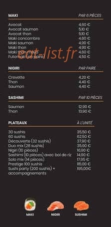Carte et menu de Jaja'P à Saint Laurent de la Salanque — Maki, sashimi, nigiri,...