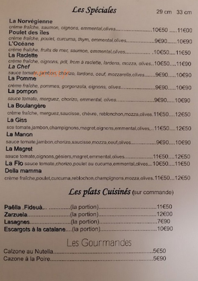 Le Riberal pizza — carte page 2