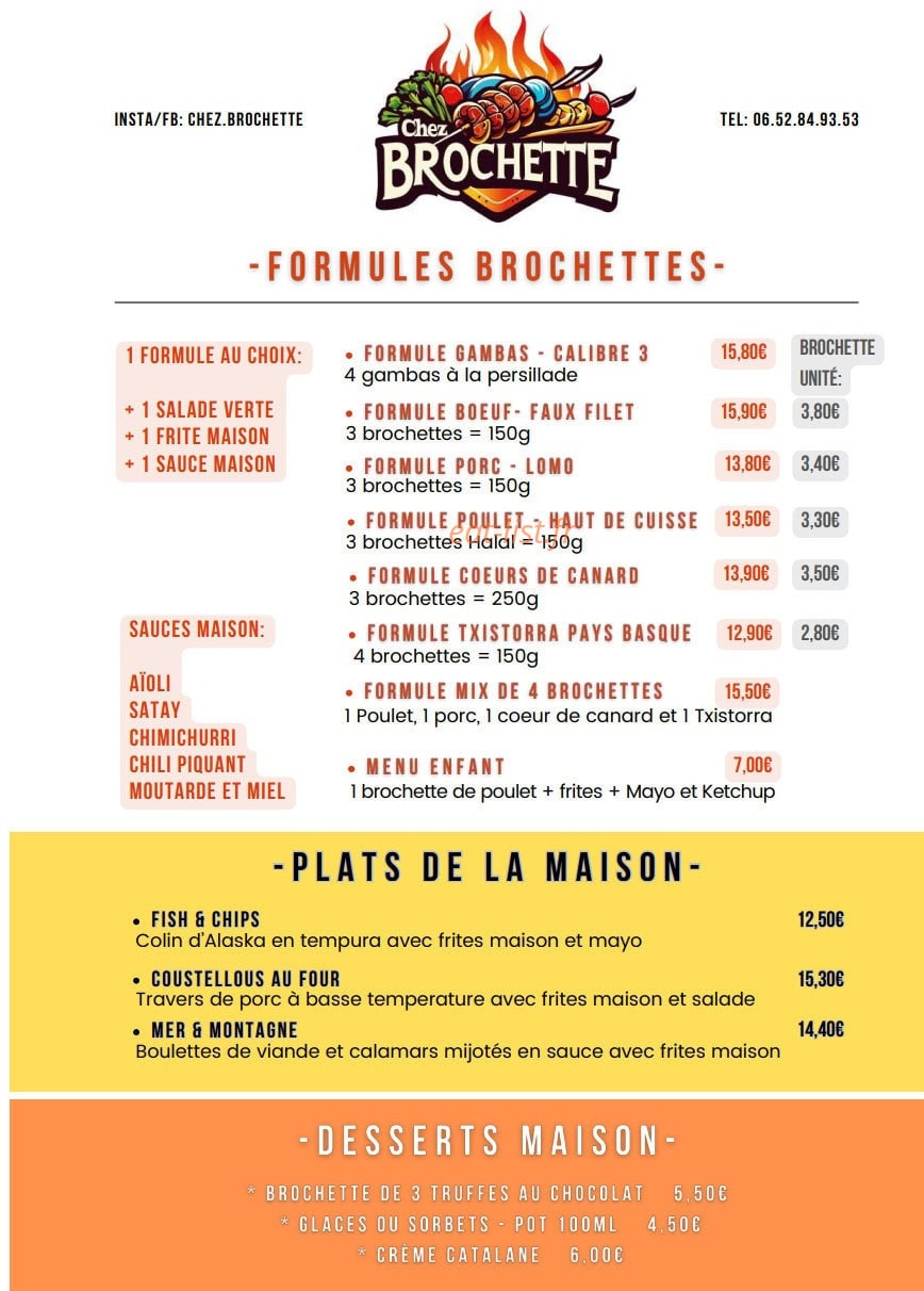 Chez Brochette — carte page 2