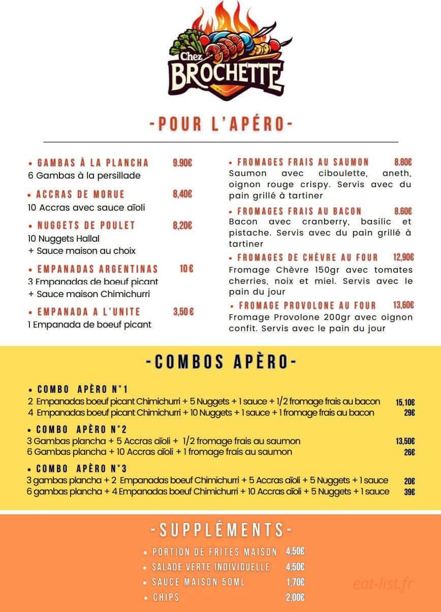 Chez Brochette — carte page 1