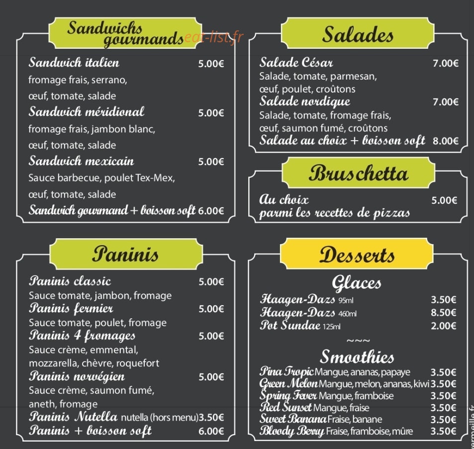 L'Atelier De La Pizza — carte page 3