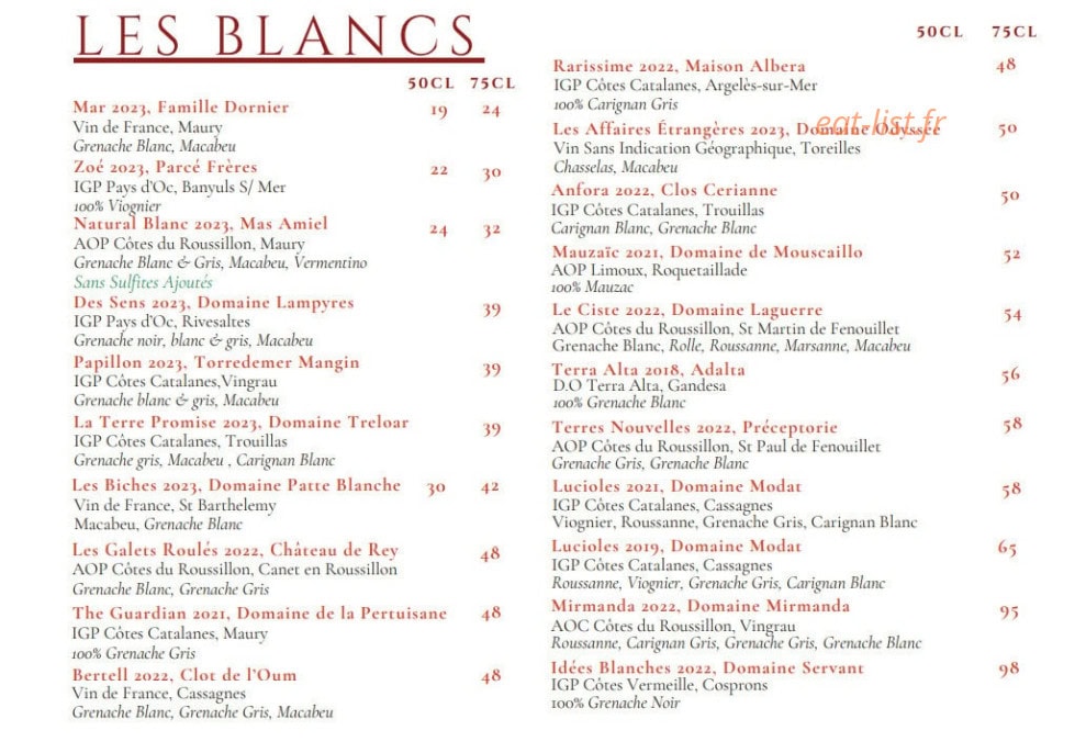 Le Bistrot des Caves — carte page 4