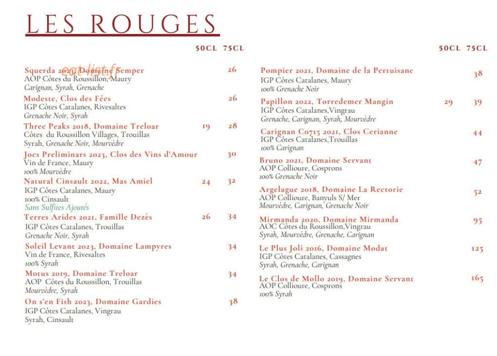 Le Bistrot des Caves — carte page 5