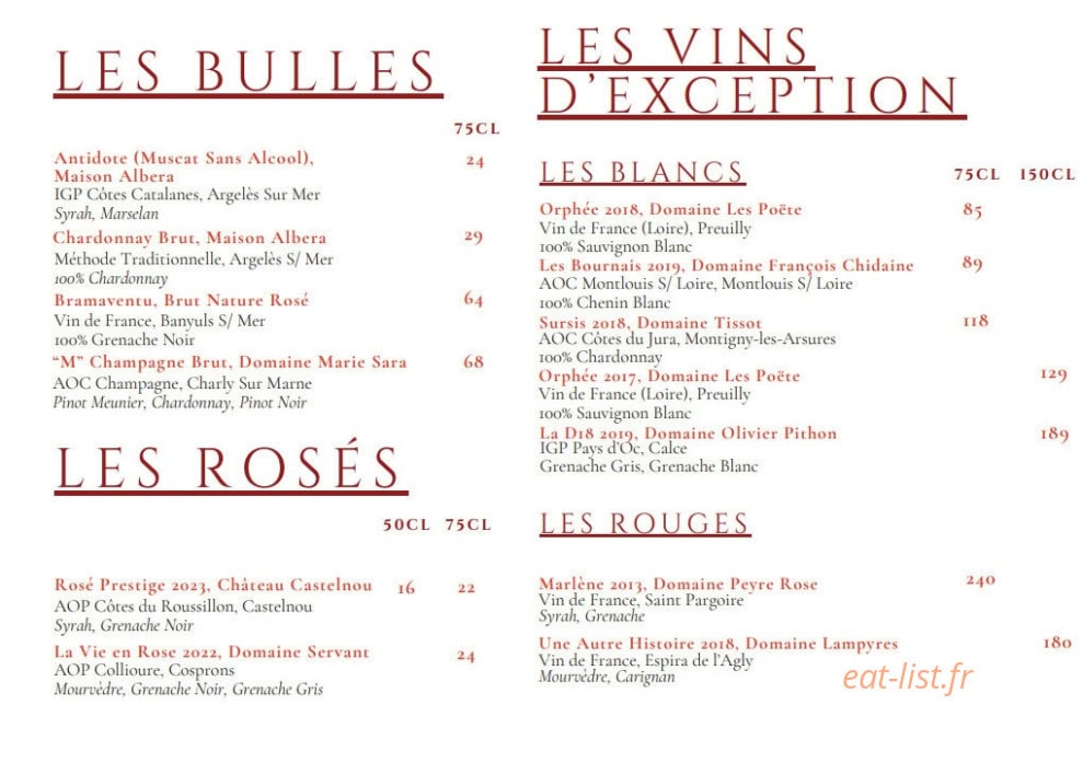 Le Bistrot des Caves — carte page 6
