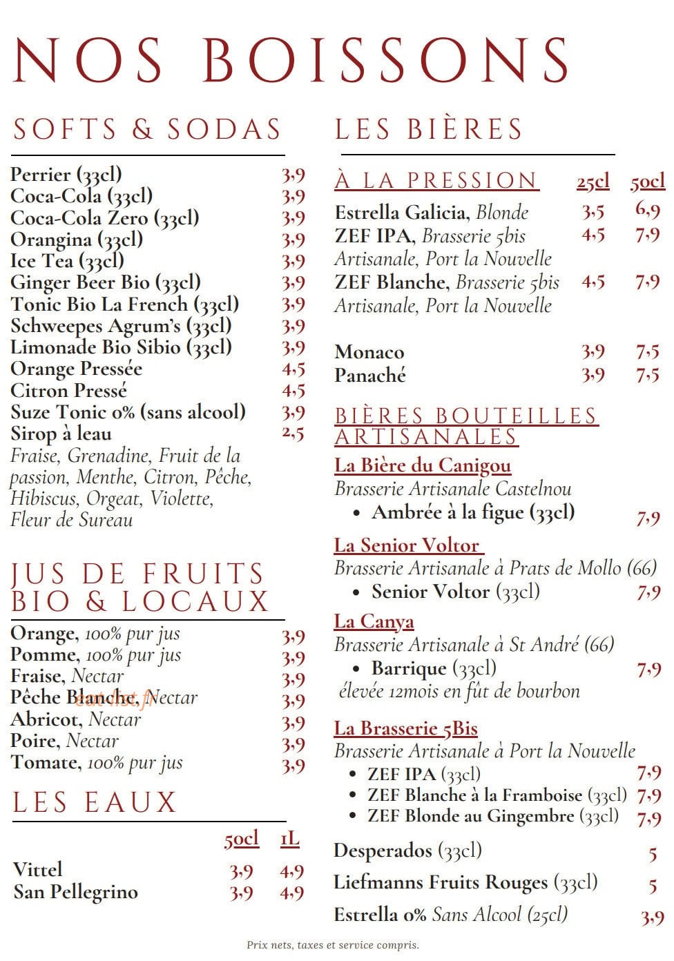 Le Bistrot des Caves — carte page 8