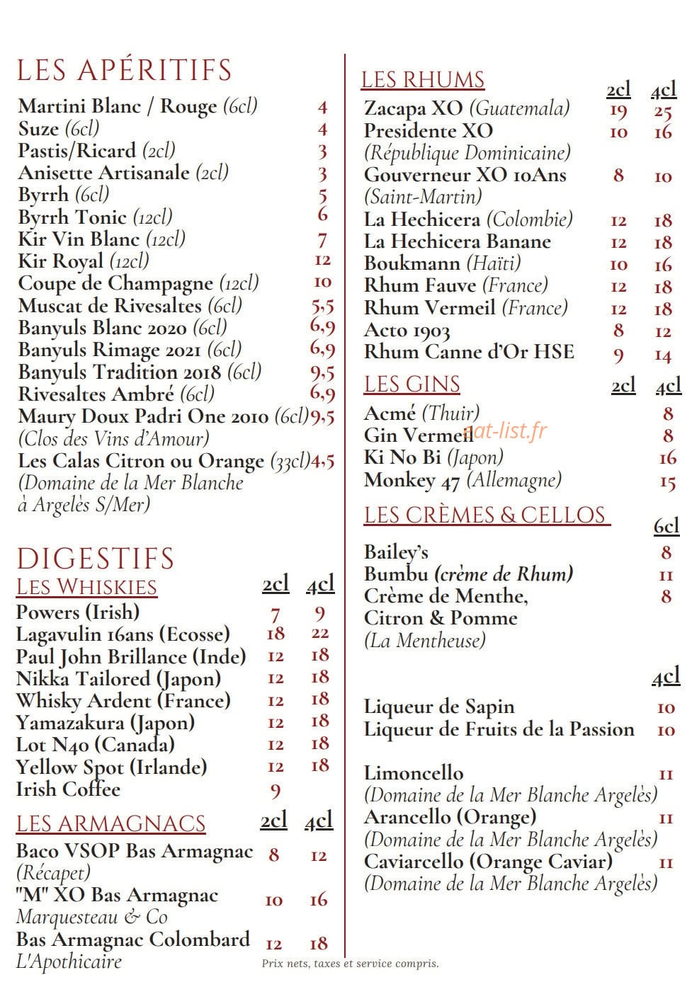 Le Bistrot des Caves — carte page 9