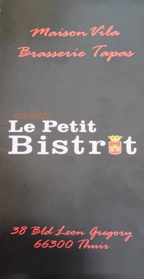 Le Petit Bistrot — carte page 1