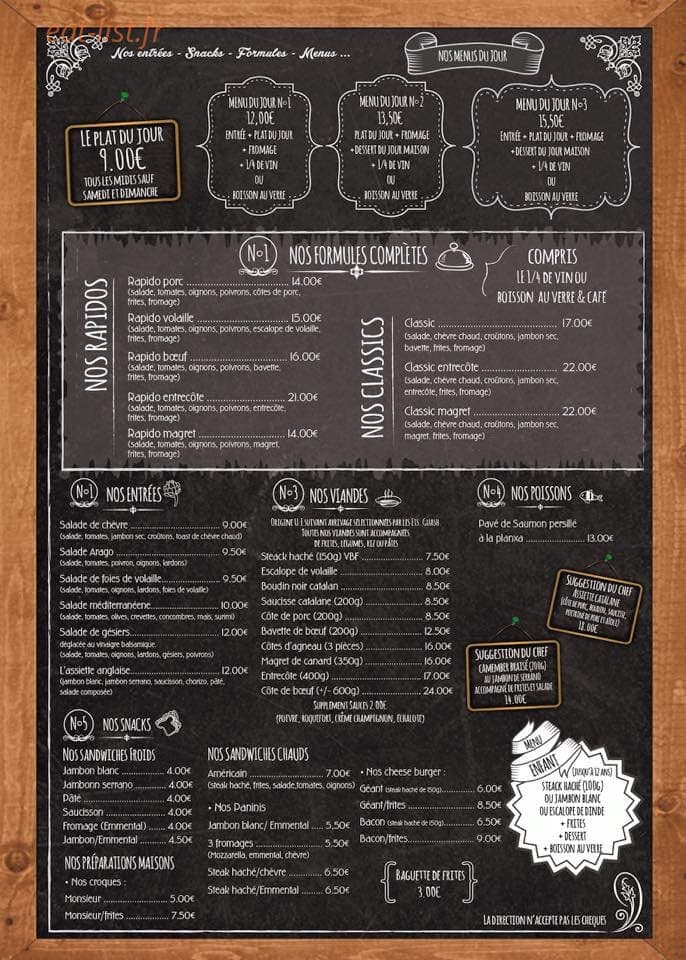 Brasserie du commerce — carte page 1