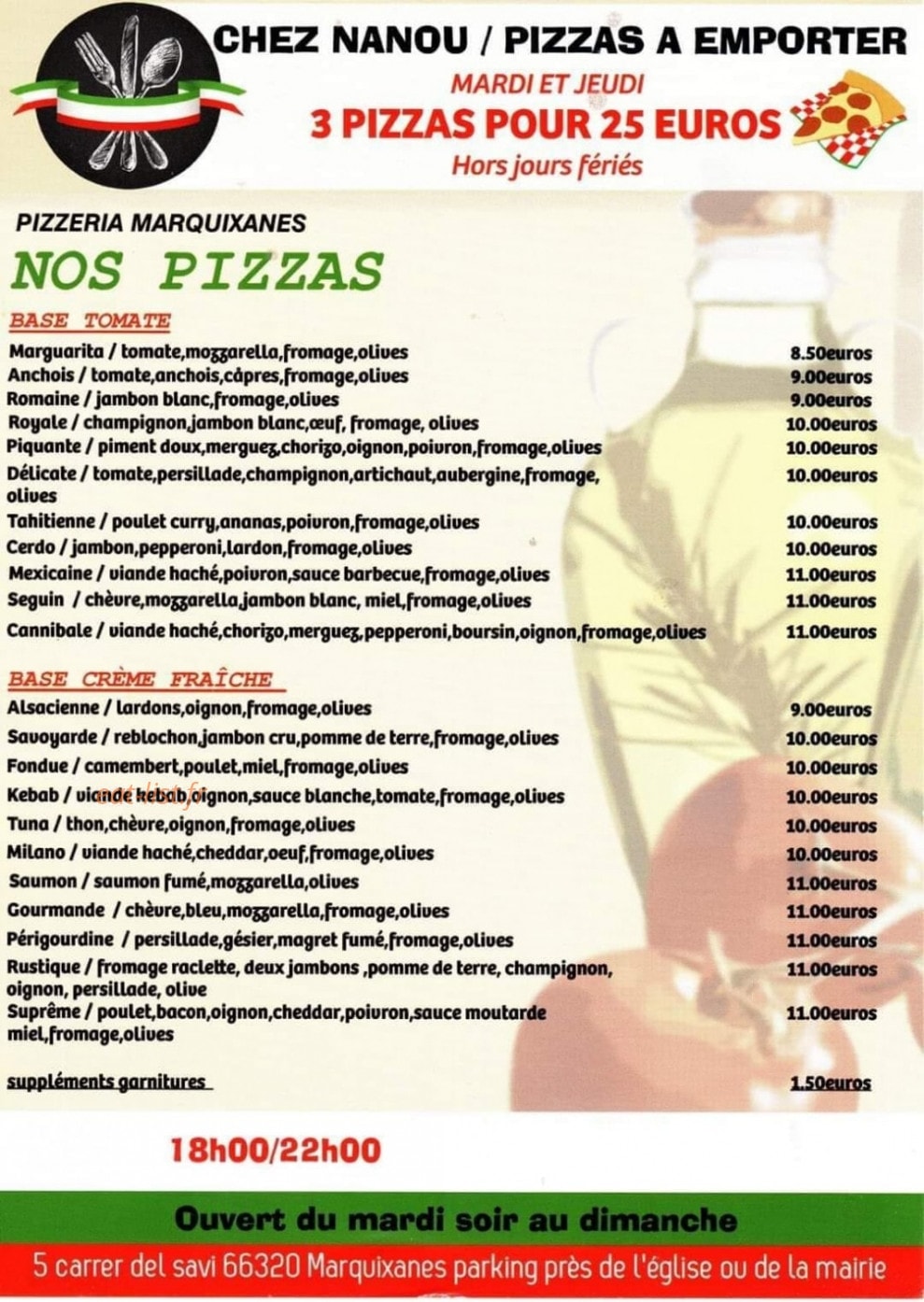 Chez Nanou — carte page 1