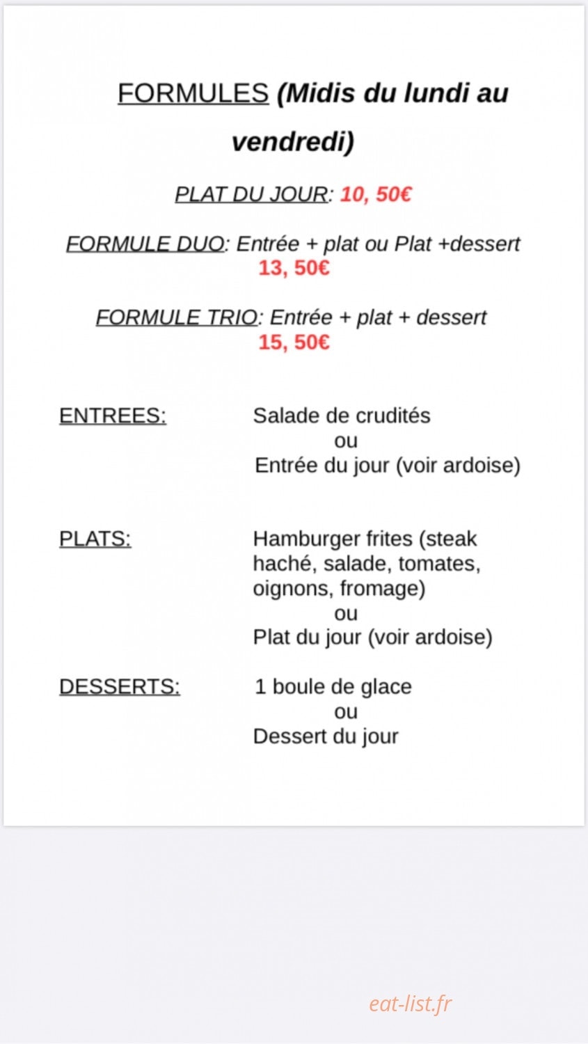 Le bistrot de la gare — carte page 2