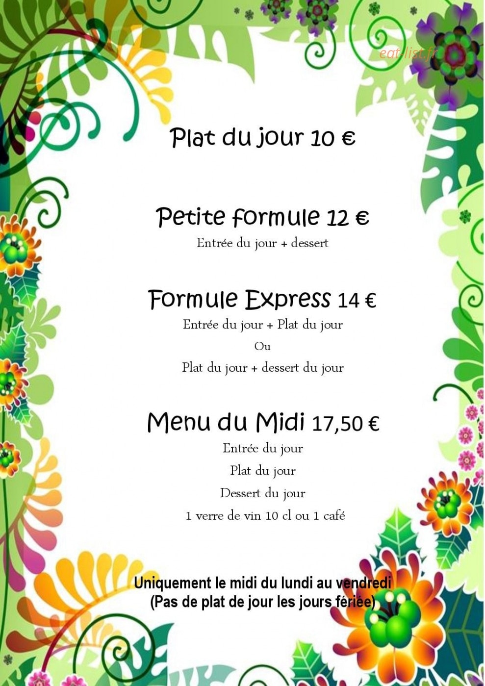 La Petite Auberge — carte page 2