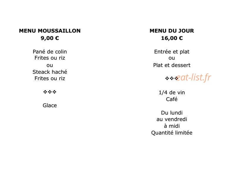Carte et menu de Boniface Coquillages à Cabestany — Les menus