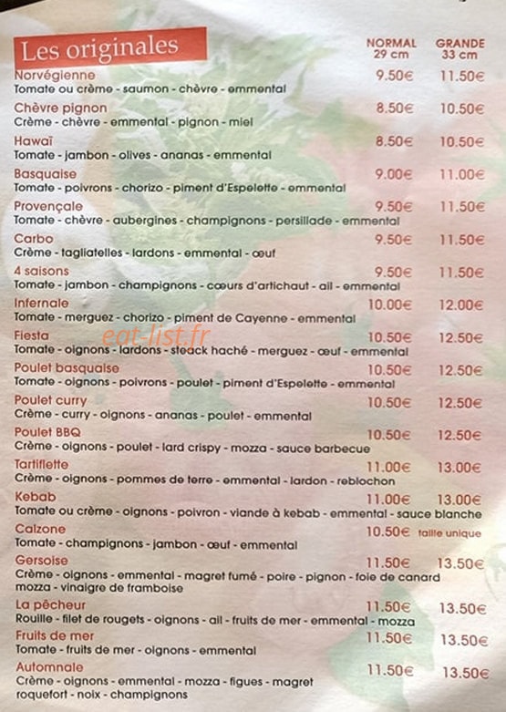 Les Pizzas du Mas — carte page 2