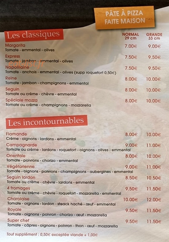 Les Pizzas du Mas — carte page 1