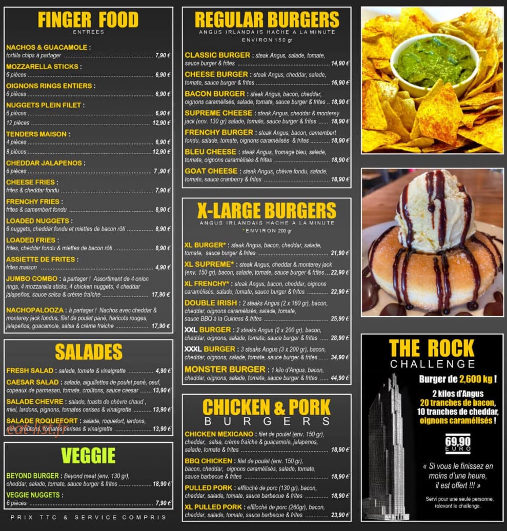 New York New York Café — carte page 1