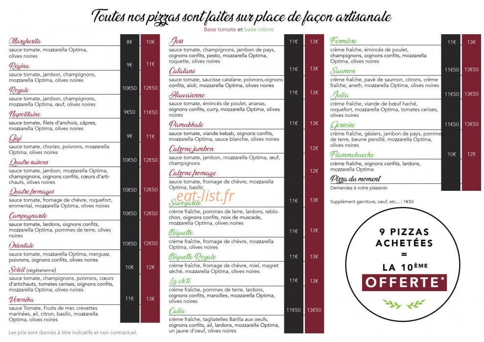 Pizza Calia — carte page 2