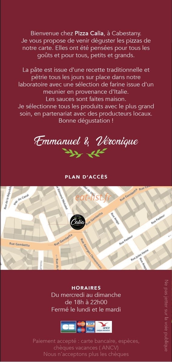 Pizza Calia — carte page 4