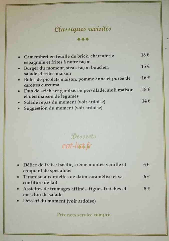 Restaurant Du Lac — carte page 2