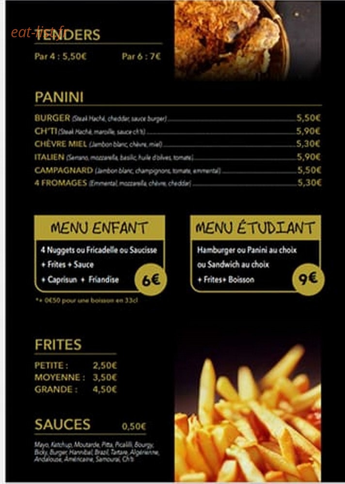 La Frite à dorer — carte page 2