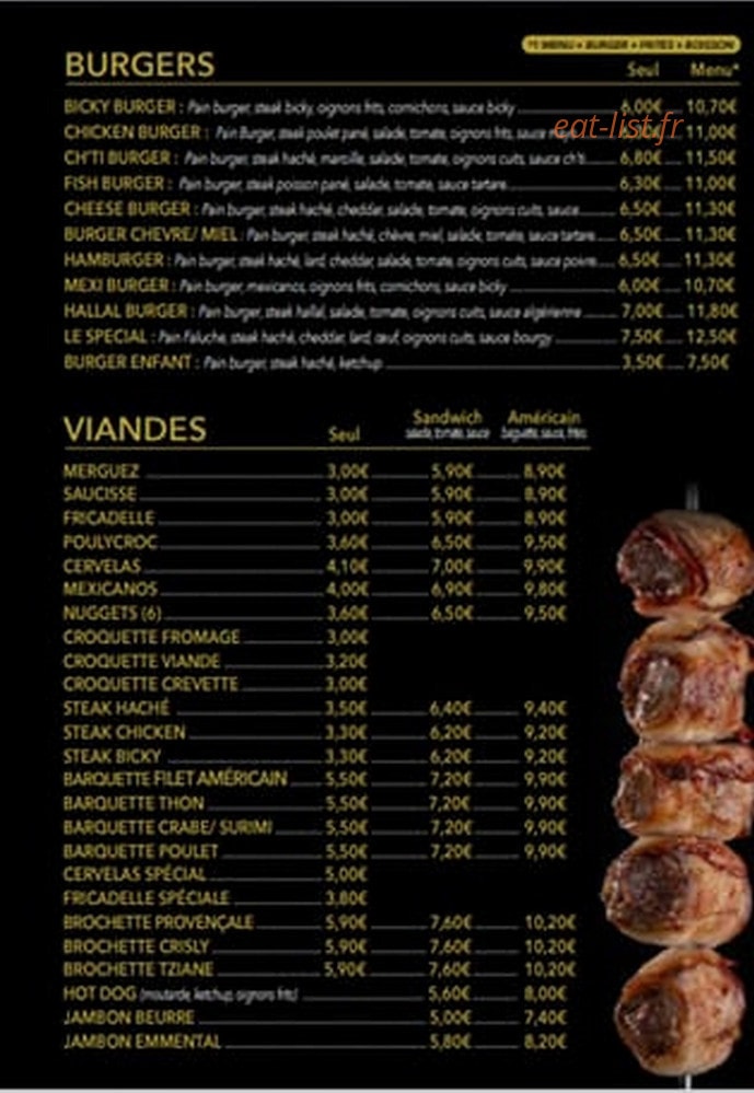 La Frite à dorer — carte page 3