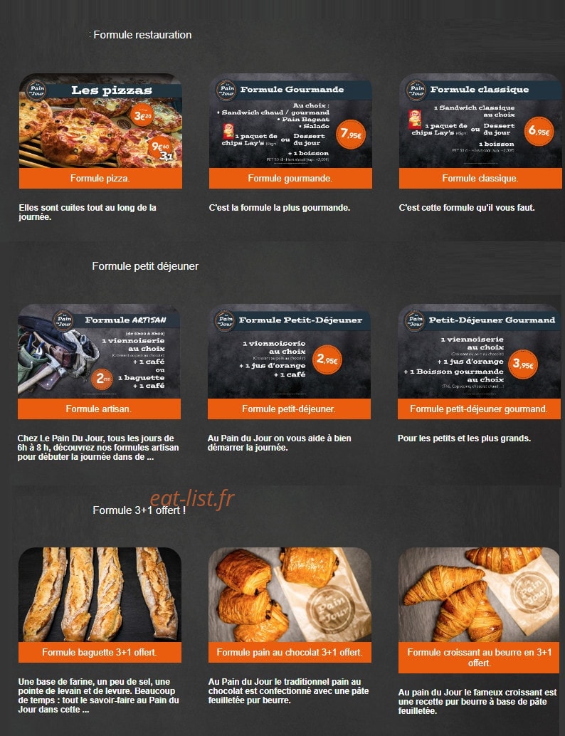 Le Pain du Jour — carte page 7