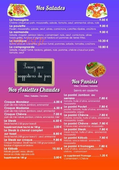 O P'tit Resto "Crousti's" — carte page 2