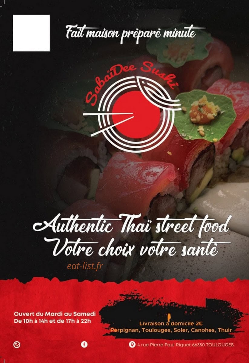 SabaiDee Sushi — carte page 1