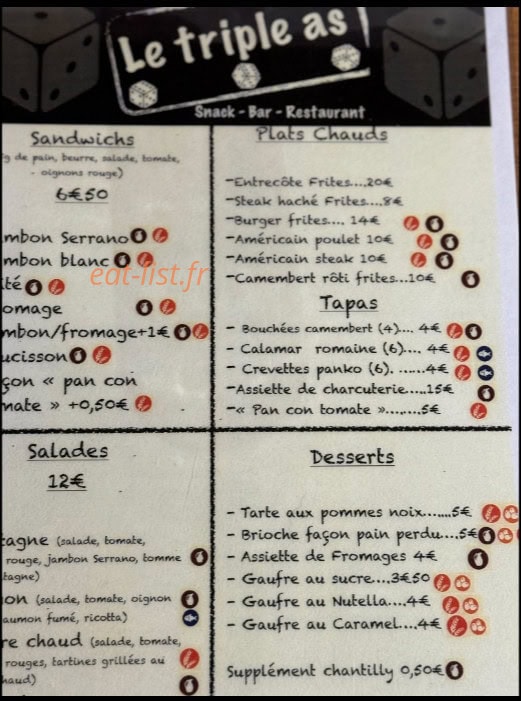 Le Triple As — carte page 1