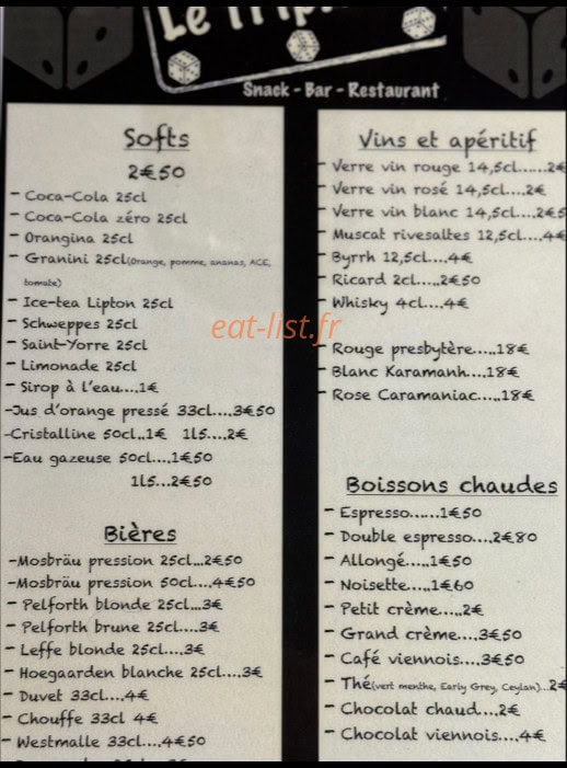 Le Triple As — carte page 2