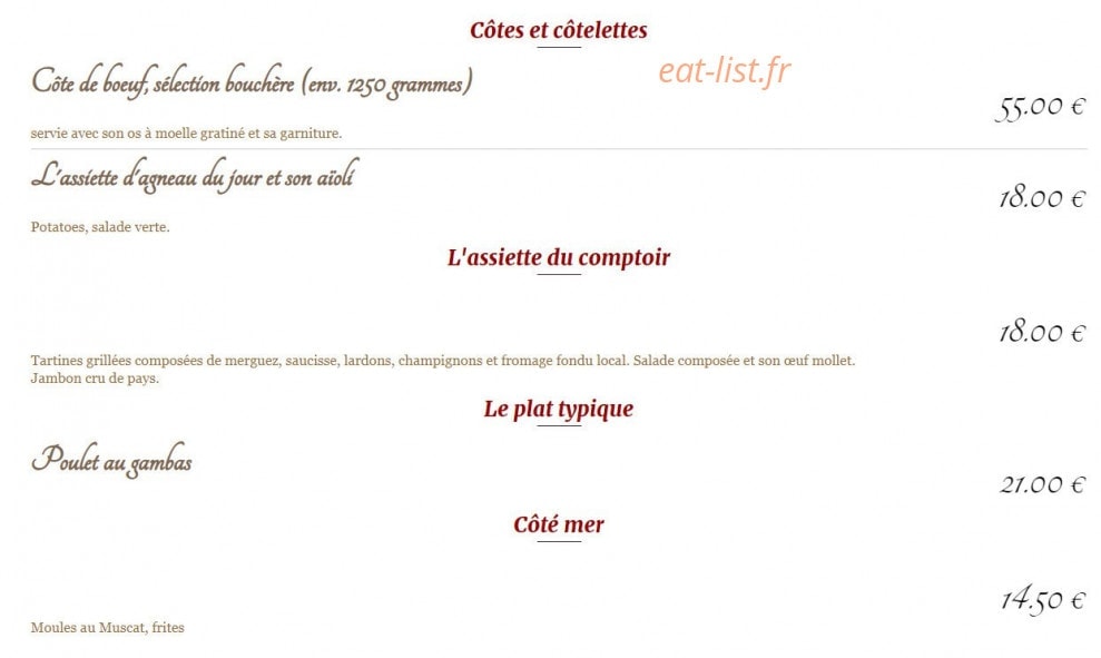 Café restaurant de la Mine — carte page 2