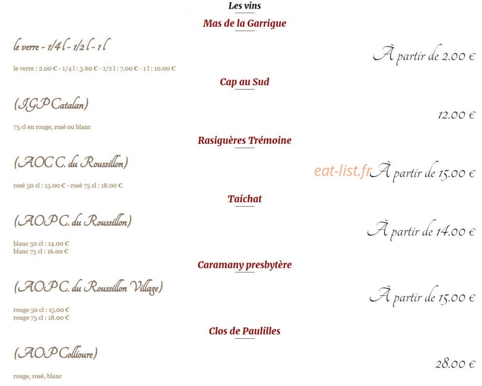 Café restaurant de la Mine — carte page 11