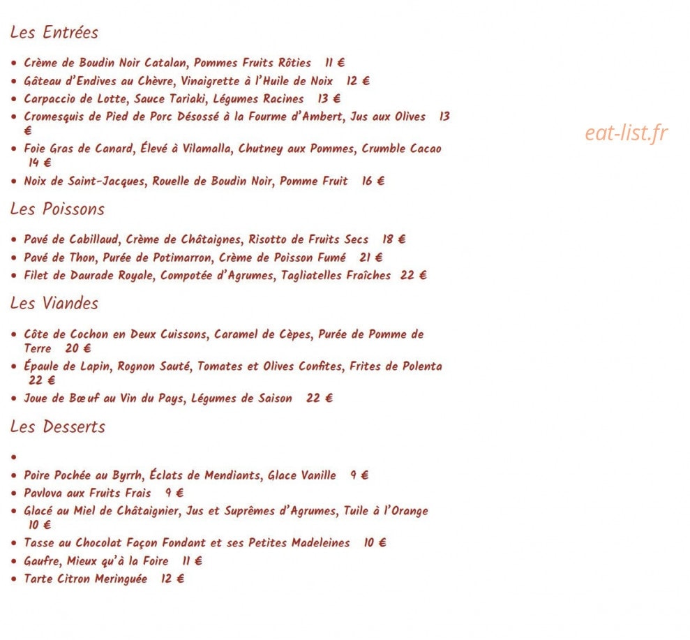 Aramon Gourmand — carte page 1