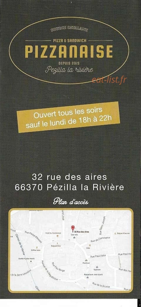 La pizzanaise — carte page 1