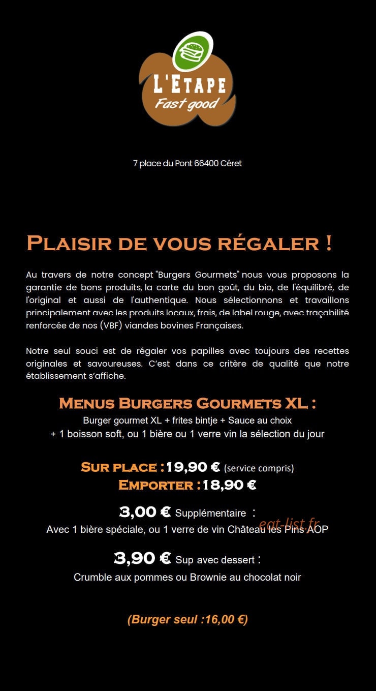 L'Etape fast good — carte page 1