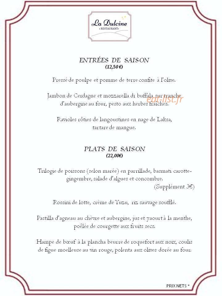 La Dulcine — carte page 1