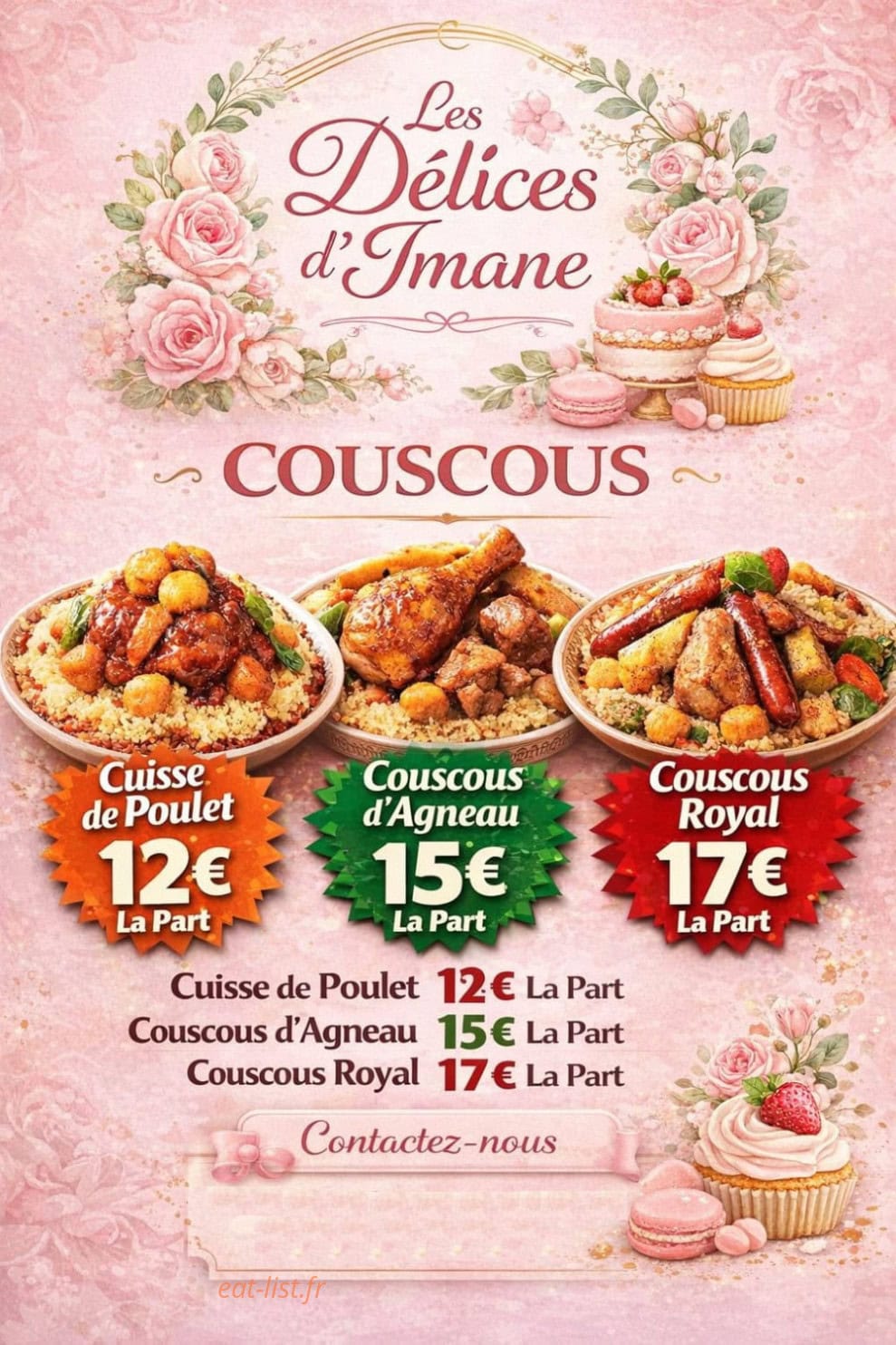 Les délices d'imane — carte page 1