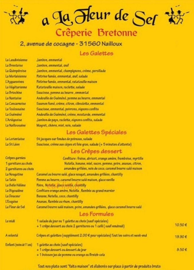 A la Fleur de Sel — carte page 1