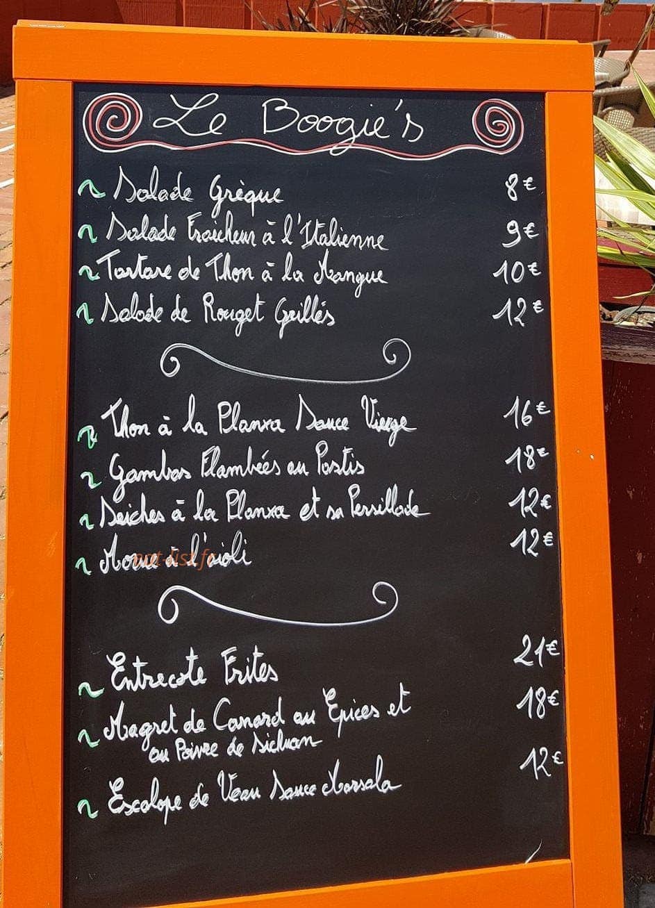 Boogie's Bar — carte page 1