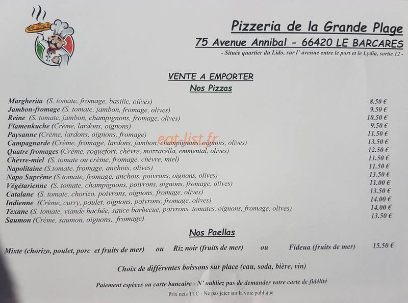 Brasserie de la Grande Plage — carte page 1