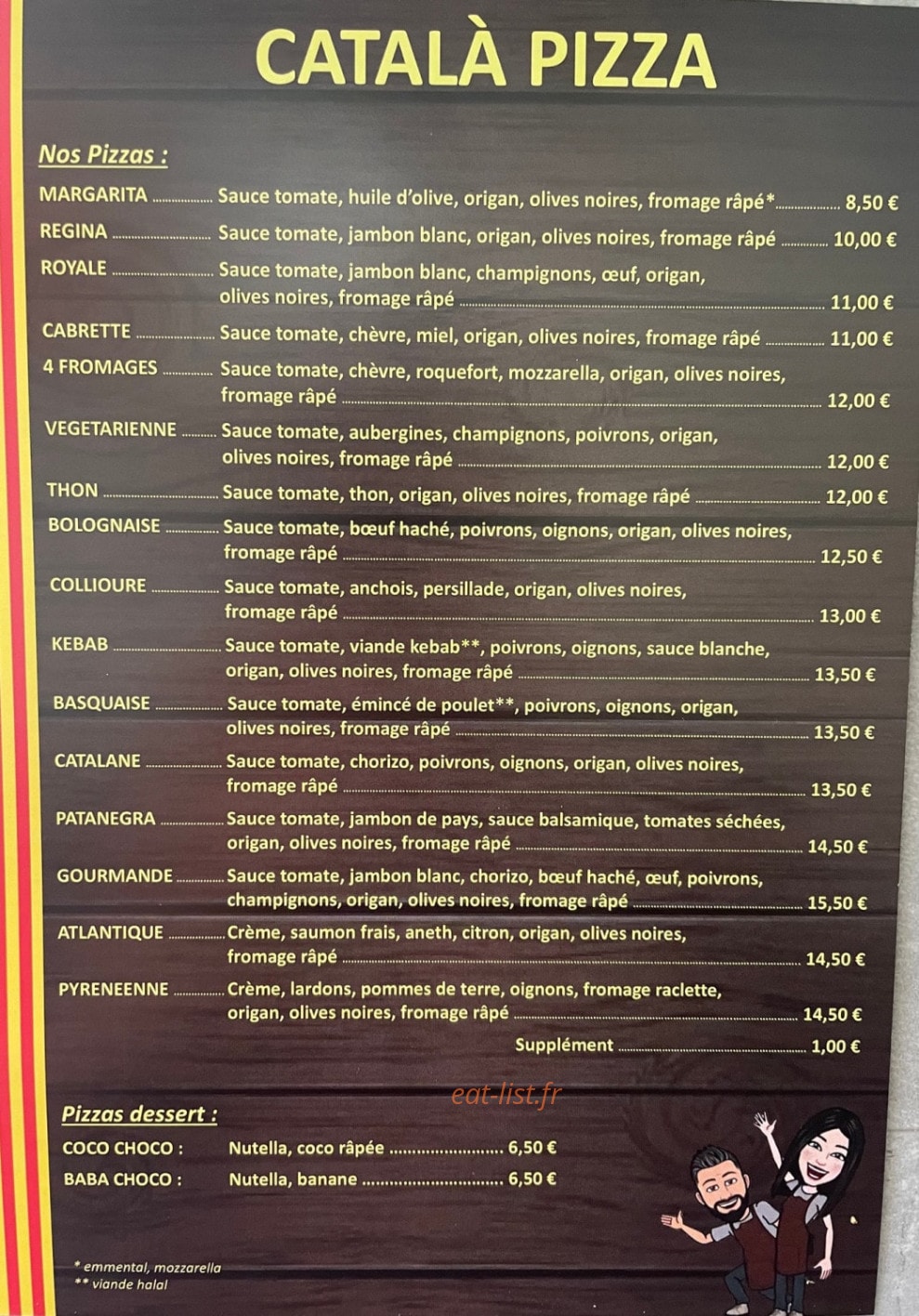 Català pizza — carte page 1