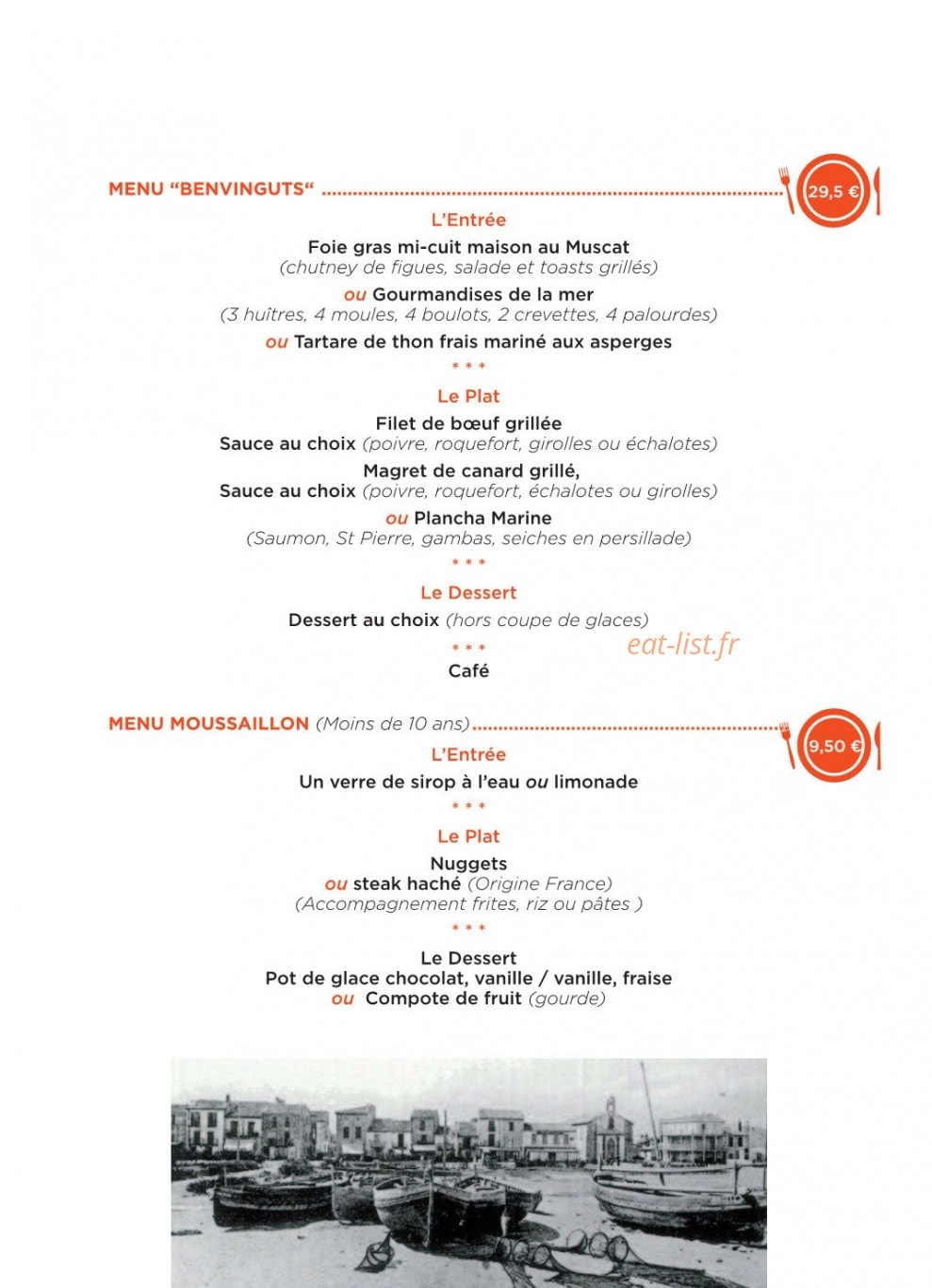 Carte et menu de La Langouste qui Chante à Le Barcares — Les menus (suite)