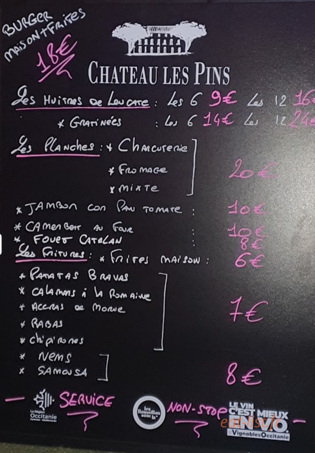 Carte et menu de Le comptoir de l'Huître à Le Barcares — Les huitres, planches et fritures