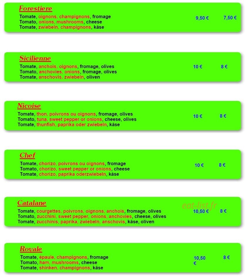 Pizza bellaria — carte page 2