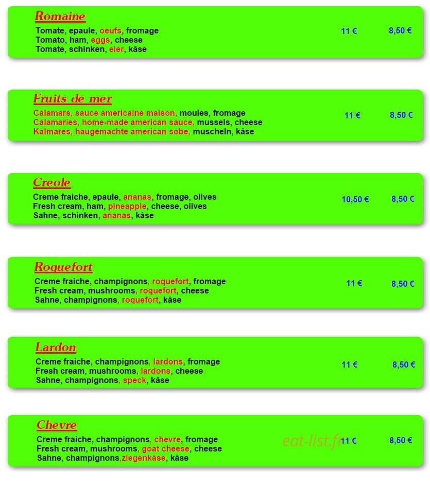 Pizza bellaria — carte page 3