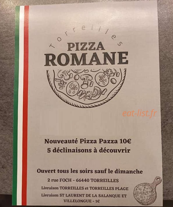 Pizza Romane — carte page 1