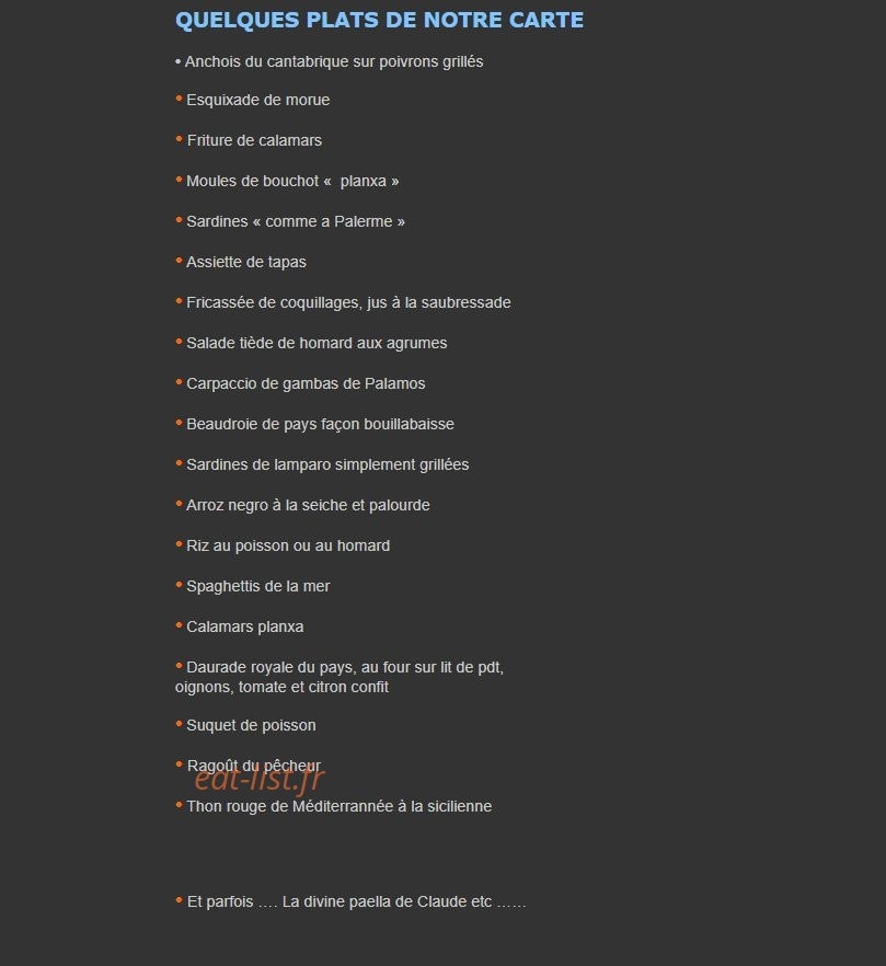 Carte et menu de Zaza Club à Torreilles — les plats