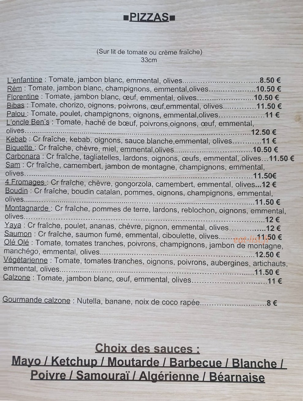Pizza Lala — carte page 1